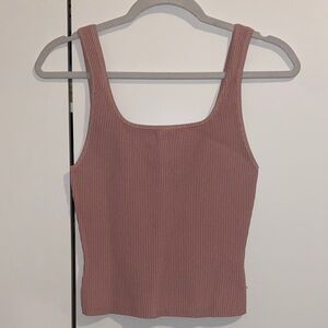 Aritzia Babaton Sculpt Knit Ribbed Pink Tank Top